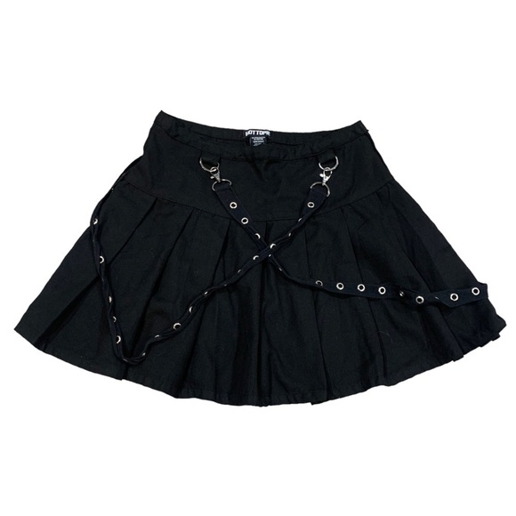 Hot Topic pleated suspender skirt black grommet size small - Picture 4 of 8